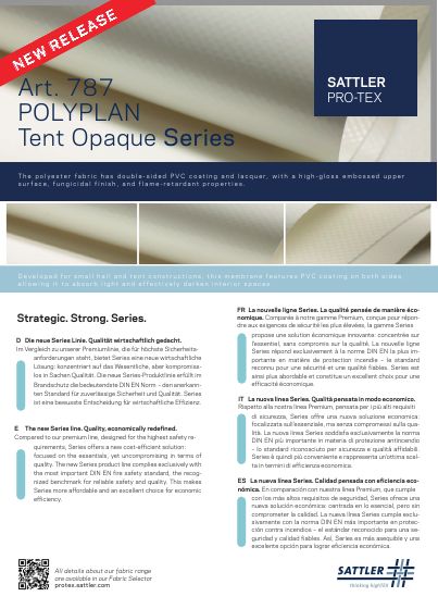 Titelseite: POLYPLAN Tent Opaque 787 SERIES Edition
